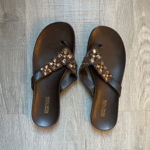 Women’s Kenneth Cole Brown Embellished Flip Flops (8)